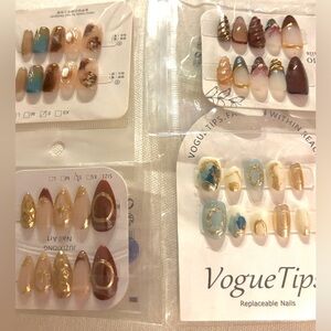 Vogue Acrylic Press-On Nails -Multicolor Collection 4 sets NIB. Retail $56
